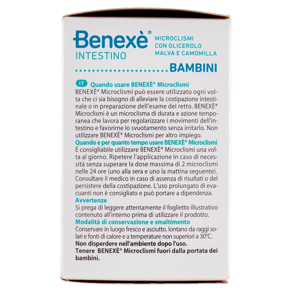 Benexè Intestino Microclismi con Glicerolo, Malva e Camomilla Bambini 6 x 3 g